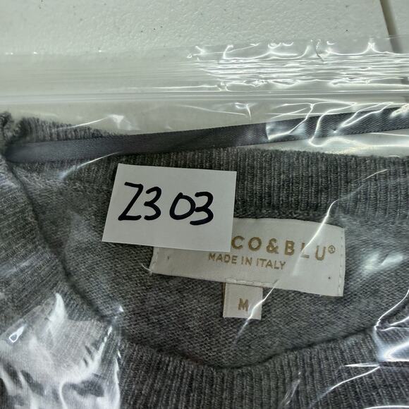 Bianco & Blu Sz M Sweater Wool Cashmere Silk Blend Short Sleeve Minimalist Italy - Picture 10 of 10